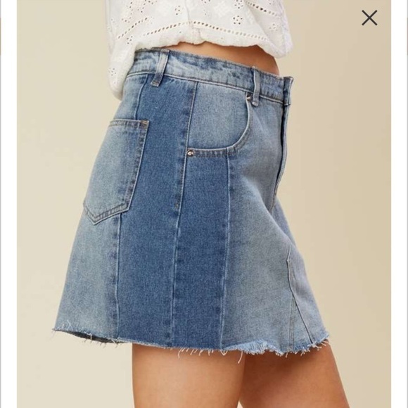 ALTER’D State Two Tone Denim Jean Skirt Medium - Picture 2 of 8